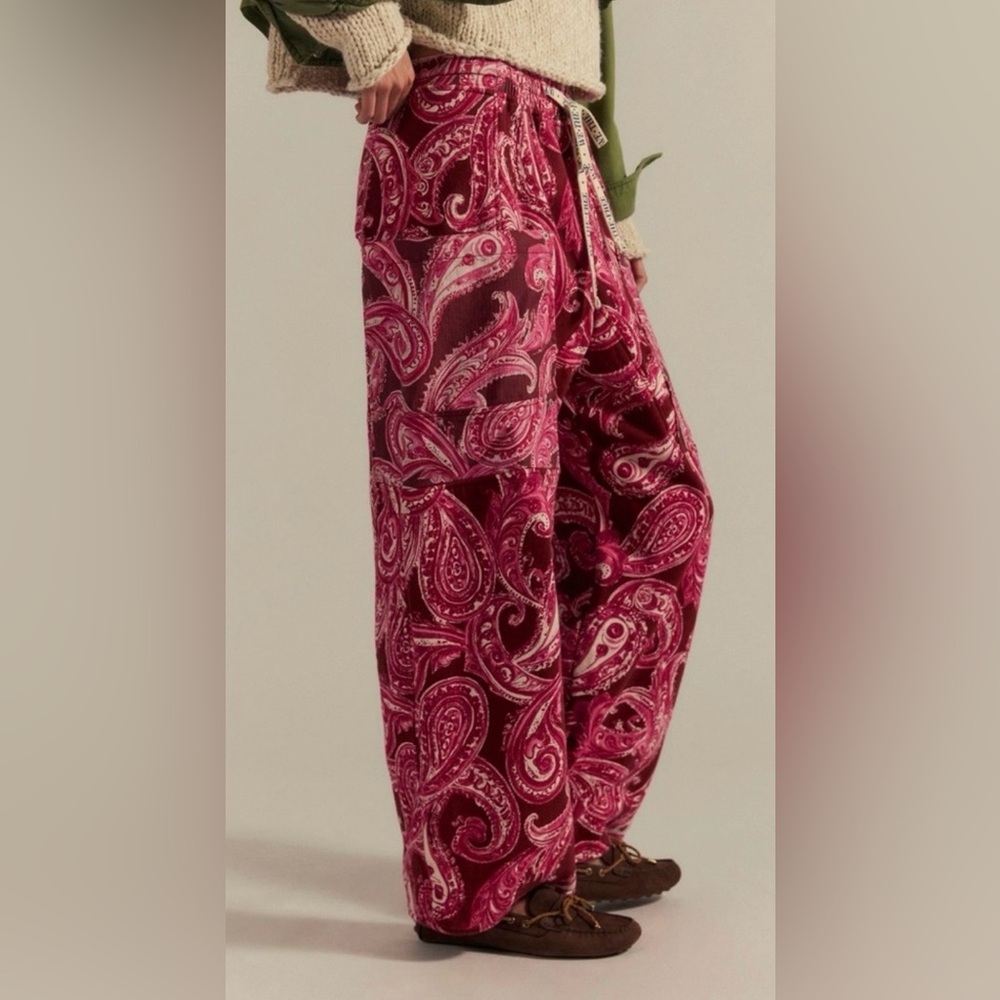 NWT Free People We the Free Jet Set Knit Pull On Pants in Brick Combo New $168 - Picture 3 of 7
